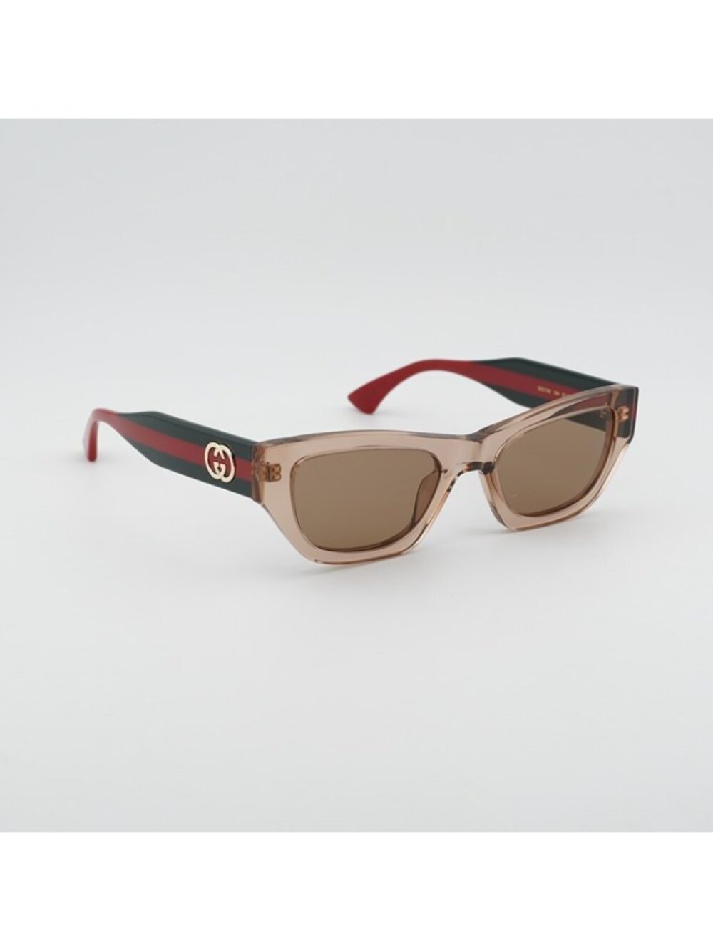 Gucci GG2116S 004 Sunglasses Transparent Brown Cat Eye Frame, Brown Lenses - Picture 10 of 11